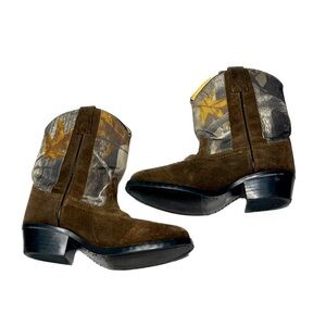 Masterson Boot Co. Boy's Size 13.5 Suede & Camo Canvas Western Cowboy Boots